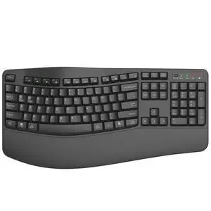 QUASIO Ergonomic Wireless Keyboard with Wrist Rest, Wave Keys, Comfortable Natural Typing, 2.4GHz Full Size Ergo Wireless Computer Keyboard for Multi-OS, Windows, Mac OS Laptop/PC/Notebook (Gray)