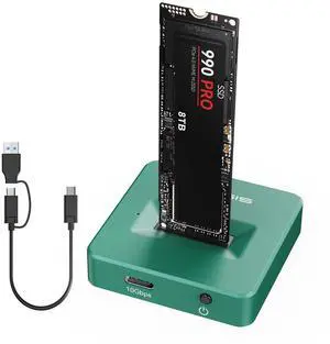 ACASIS NVME to USB Docking Station, Aluminium Alloy Housing Fast Heat Dissipation, M.2 to USB Adapter 10Gbps, NVME SSD Reader Adapter Support M.2 (M Key) NVMe SSD and (B+M Key) (Green)