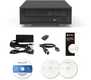 Optiarc 24X External DVD CD Burner Reader Optical Drive with M-DISC Support Free Burning Software and Sample Discs