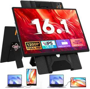 CIDETTY Laptop Screen Extender Portable Monitor, Dual 16.1" 1080P FHD IPS Screen, Detachable Monitor Extender for Laptop, Fit for 13-17" Laptops, Compatiable with Windows/Mac/Chrome/Android