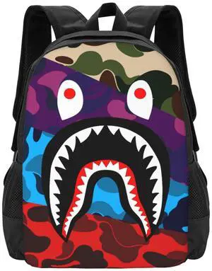 MVGKTGOQ Backpack Shark Camo Backpack Travel laptop bag Stylish and durable both for men and women 17 inch (Shark Camo Backpack 2)