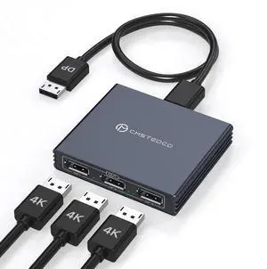 XPTSFDU DisplayPort Splitter 3 Monitors 4K60Hz DP Splitter Extended Display 1 in 3 Out DisplayPort to Triple DP for PC Monitor (Mac OS Does Not Support MST DP Cable Not Included)