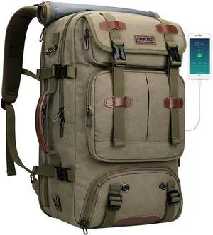 WITZMAN Travel Backpack for Men 40L Large Carry-on Airline Approved Convertible 3 in 1 laptop Bags Fit 17 inch(A8013 Army Green)