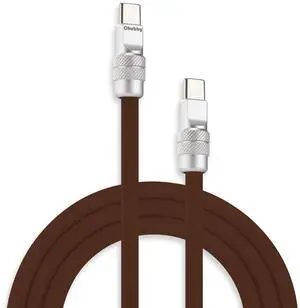 chubbycable Chubby 2.0 Fast Charging Cable Durable Soft Silicone USB C Cable 240W Extra Thick Charger Cord Compatible with iPhone 17-15 Series iPad, Chocolate, Type-C to Type-C, 6.6 FT