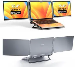 Intehill 4K Laptop Screen Extender, 13.4" Dual Screen Monitor for Laptop, 3840x2400 Anti-Glare Portable IGZO Display, 100% sRGB 500 Nits Brightness Foldable Plug-Play Portable Travel Monitor, LR13U