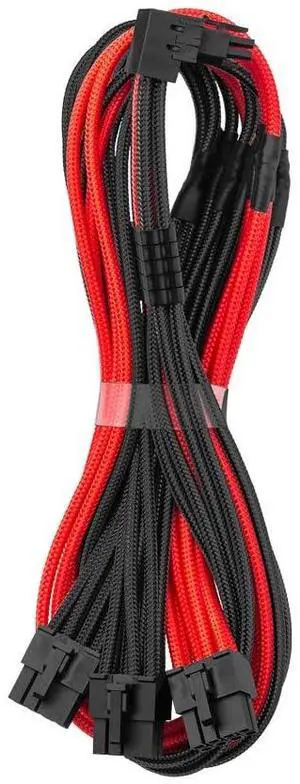 CableMod E-Series Pro ModMesh Sleeved 12V-2x6 12VHPWR 90° StealthSense PCIe Cable for EVGA G/G+ / P/P+ / T - Variant A (Black + Red, 16-pin to Triple 8-pin, 60cm)