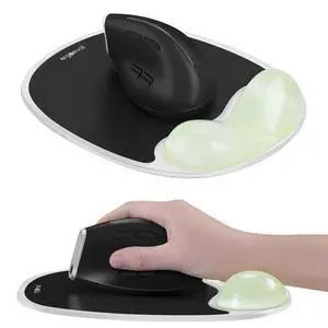 ErgoEvol Ergonomic Mouse Pad with Wrist Rest & Elbow Support, Soft Silicone Gel Cushion, Non-Slip Base, Glow-in-The-Dark, Compatible with Vertical Ergonomic Mouse for Office & Gaming (Black)