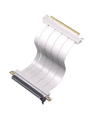 EZDIY-FAB PCIe 5.0 X16 Riser Cable,128GB/s Bandwidth, for RTX 50/40 & RX 9000/7000 GPUs, PCIe Extension Card, Backward Compatible with PCIe 4.0/3.0,Vertical GPU Mount,Straight-20cm,White