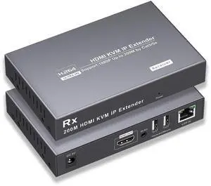 RYXN 1080P HDMI KVM USB IP Extender Over Cat5e/6 Transmits Up to 656ft/200m, with 2 USB Ports Supports Mouse and Keyboard Remote Control, Both Ends Feature Audio Extractor Function