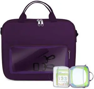 Briefcases Compatible with Leapfrog LeapStart 3D Interactive Learning System, Messenger Shoulder Bag for Kids Laptop or Tablet (Purple)