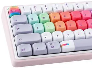 Tsungup MOA Profile Keycaps,131 Keys Gray Rainbow Candy Custom Keycaps,PBT Cute Dye Sub Key Caps Keyboard Keycap Set for MX Switches Mechanical