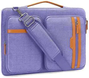 MOSISO 360 Protective Laptop Bag, 15.6 inch Computer Bag Compatible with MacBook Pro 16, HP, Dell, Asus Notebook, Side Open Sleeve with 2 Rectangle Zipper Pockets&Extendable Handle, Purple