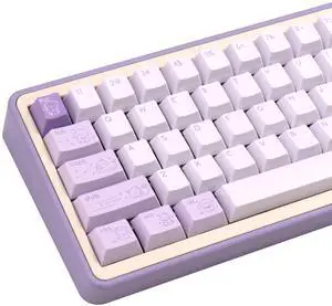 TIMSEKER Minimalist Cute PBT Keycap, Light Purple Cherry Profile Custom Key Cap for Mechanical Gaming Keyboard, 145 Keys Dye Sublimation Keycap Set