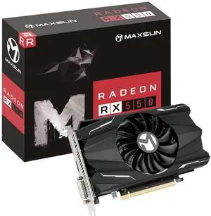maxsun AMD Radeon RX 550 4GB GDDR5 ITX Computer PC Gaming Video Graphics Card GPU 128-Bit DirectX 12 PCI Express X16 3.0 DVI-D Dual Link, HDMI, DisplayPort