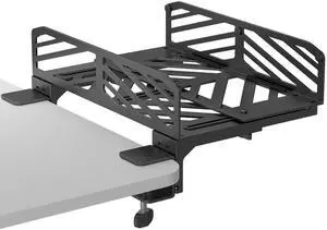 Suptek Clamp-on Desk Extender PC Desk Mount Holder,Standard and Large Gaming Computer Case Stand, Adjustable Width PC Mount, Black