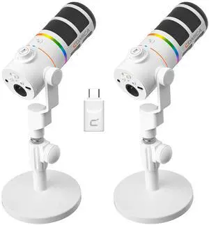 COMICA EJoy D10 Pro XLR/USB-C Dual Gaming Microphone for Podcasting Recording,Wired/Wireless Dynamic Computer Mic for Desktop with RGB,Mute,Noise Reduction,for PS4,PS5,Dual Host Live Streaming,Youtube