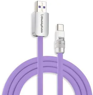 chubbycable Chubby 2.0 Fast Charging Cable Durable Soft Silicone USB C Cable 120W Extra Thick Charger Cord Compatible with iPhone 17-15 Series iPad, Light Purple, USB-A to Type-C, 9.8 FT