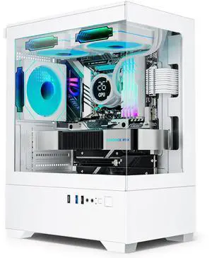 Micro ATX PC Case, Gaming MATX PC CASE with 3 PWM ARGB Fans Pre-Installed, Type-C Full-View Dual Tempered Glass, Cpmputer CASE White