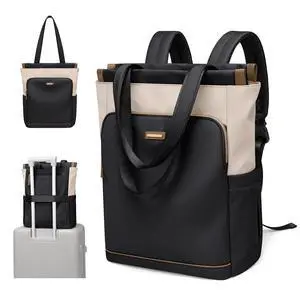 GOLF SUPAGS Convertible Laptop Backpack for Women Casual Daypack Notebook Tote Bag for Work College Travel Leisure (Black & White)