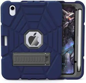Grifobes Case for iPad mini 7th 2024 (A17 Pro) / Mini 6th Generation 2021 8.3", Heavy Duty Shockproof Cover with Pencil Holder Stand, for Mini 7/6 Gen 8.3 inch Case for Kids Boys (NavyBlue)