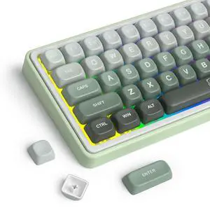 Guffercty kred 132 Keys MOA Profile Cute Keycaps, Keyboard Keycaps with Rounded Edges Cloud-Like Typing Feel for Mechanical Keyboard (MOA-Gradient Green)