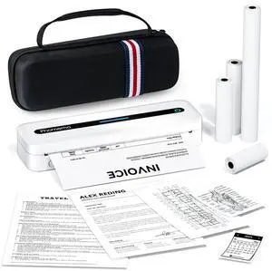 Phomemo Portable Printers Wireless for Travel, M832 Bluetooth Inkless Thermal Printer Support 8.5''x11'' US Letter & A4, Mobile Printer for Phone Laptop, for Office School Car Home Use, with Case