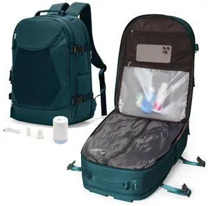 Vacuum Backpack Travel with Pump, Expandable Travel Backpack with Vacuum System, Vacuum Compression Bags Personal Item Carry On Suitcase Luggage Flight Approved Backpacks for Women Men, DarkBlue