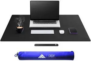 Cacoy 31.5" x 24" Faux Leather Rectangle Large Mouse Pad for Desk, Waterproof Desk Pad Blotter Protector for Office and Home Work, Dual-Sided Computer Desk Mat for Keyboard and Mouse (Black)