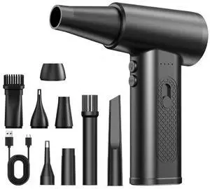 Compressed Air Duster 3-Gear Adjustable Super Power Cordless Electric Air Duster, Mini Air Blower Rechargeable Cordless - Car, PC and Home Cleaning Kit Replaces Compressed Air Can