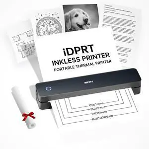 iDPRT Thermal Printer Portable Bluetooth Printers,Wireless Small Mobile Printer for Travel,Home,School,Supports 8.5" X 11" Us Letter/A4/A5 Size,Compatible with Android and iOS Phones,Laptop