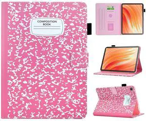 BYCeKe Cute Case for All-New Amazon Kindle Fire HD 10 & 10 Plus Tablet (13th/11th Generation, 2023/2021 Release) 10.1",Vegan Leather Slim Folding Stand Cover with Pocket Auto Wake/Sleep,Pink Notebook