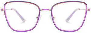 Zeelool Geometric Glasses Frames for Women Purple Fashion Eyeglasses with Clear Lens Foday