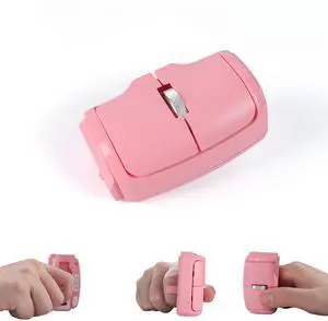KUYHRF Mini Bluetooth Wireless Mouse Dual-Mode Lazy Finger Ring Mouse - Rotatable Horizontal & Vertical Use, Multi-System Compatible, Ultra Long Battery Life for Laptops, PCs, and Tablets (Pink)