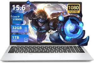 15.6 Inch Laptop Computer, Gaming Laptop i9-11900H,FHD 1920*1080,for 32GB LPDDR4 RAM 1TB SSD,Traditional Laptop WiFi 5 HDMI Backlit Keyboard with Numeric Keypad win 11 Pro laptops,Fingerprint Unlock
