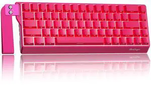 BlueFinger 60% Wireless Mechanical Gaming Keyboard, Bluetooth/2.4G/USB-C Hot Swappable RGB Backlit Keyboard with Side-Printed PBT Keycaps, for MAC Xbox PC PS5, Pink