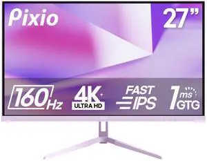 Pixio PX27U Wave Purple 27 inch 160Hz Refresh Rate 4K 3840x2160p Resolution Fast IPS Panel 1ms GTG Response Time Black Tilt Adjustable Gaming Monitor with Adaptive Sync