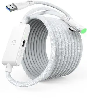INIU 16ft Premium VR Link Cable with Charging, USB 3.0 Compatible with Meta Quest 3s Oculus Quest 3/2/Pro, Pico 4, PC VR & Steam VR - Perfect White VR Accessory, Ideal Gift Choice