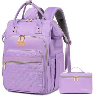 Yunkevivo Lunch Backpack for Women, 15.6 Inch Laptop Backpack for Womens Stylish Nurse, Teacher Work Back pack with Lunch Box Insulated Backpacks Cooler for Women Men Travel Camping Picnics