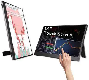 QQU 14" Portable Touchscreen with Stand,1920 * 1200P IPS/HDR Laptop Screen Extender for Gaming and Computer Display,Compatible with Laptop PC Phone PS4/PS5