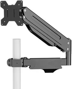 suptek Single Monitor Arm,Full Motion Pneumatic Pole Mount Arm for 17 to 32 inch Monitor Screens, Support Weight up to 22lbs,75mm and 100mm VESA Plate, Black