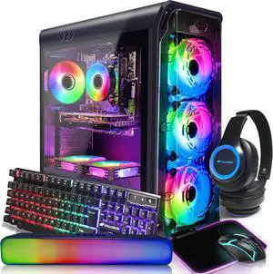 STGAubron Gaming PC Desktop Computer, Intel Core i5-10400F up to 4.3G, GeForce RTX 2060 Super 8G, 16GB DDR4, 1TB SSD, WiFi, BT 5.0, RGB Fan x7, Windows 11 Home