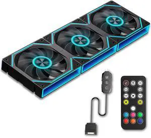 GSCOLER FB120 3 Pack 120mm ARGB PC Case Fans - Wireless Splicing/Daisy-Chain, 16.8M Colors Infinite Mirror Reverse Fan with Remote, PWM Speed Control, High Airflow, Quiet Cooling for Gaming PC Build
