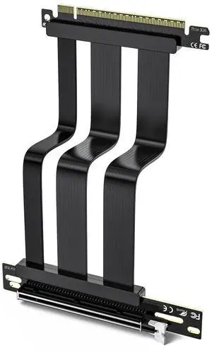 linkbolt PCIe 5.0 Riser Cable | RTX5090 RTX4090 RX9070 RX7900 GPU Ready | Compatible with PCIe 5.0/4.0 GPU | 90 Degree Right Angle for Vertical GPU Mount| Flexible PVC Gpu Riser Cable 180mm Black