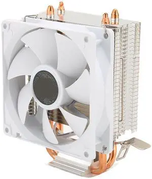 White CPU Air Cooler, 90MM CPU Cooler, Dual Tower 2 Heat Pipes CPU Cooling Fans, Quiet Fan CPU Cooler for 775 1150 1151 1155 1156 1200 1700 1356 1366