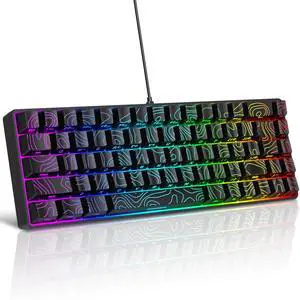 Snpurdiri 65% Wired Gaming Keyboard, 68 Keys RGB Backlit Ultra-Compact Small Gaming Keyboard, for PC/Mac Gamer, Typist, Travel, Easy to Carry on Business Trip Black