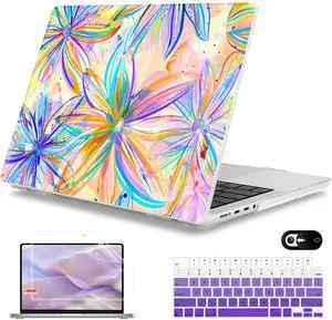 Mektron Case for MacBook Pro 16" M4 A3403 A3186 M3 A2991 M2 A2780 M1 A2485 (2021/2023/2024) Pro/Max with Touch ID, Hard Shell Plastic Laptop Cover Keyboard Cover, Watercolor FlowerC328