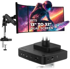 SABRENT Thunderbolt 4 Docking Station with Monitor Desk Mount, Gas-Lift Arm, 4 USB Ports, UHS-II Card Reader, Gigabit Ethernet, HDMI, DisplayPort, 8K/4K, VESA Mount for Monitors up to 32 (DS-T4WA)