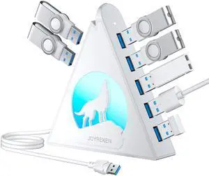 7 Port USB Hub, JoyReken USB 3.0 Hub with 2 FT Long Cable, Vertical USB Extension Hub for Laptop, MacBook, Flash Drive, XPS, PC, Flash Drive, Game Console, Printer, Camera,Keyborad, Mouse (White) 7 Port USB Hub, JoyReken USB 3.0 Hub with 2 FT Long Cable, Vertical USB Extension Hub for Laptop, MacBook, Flash Drive, XPS, PC, Flash Drive, Game Console, Printer, Camera,Keyborad, Mouse (White)