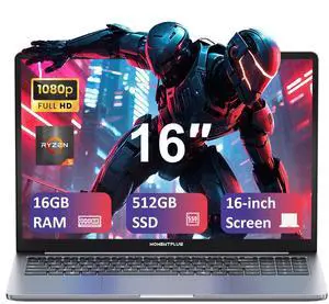 MOMENTPLUS 16 Inch Laptop Computer 11 Pro, Ryzen 5 3550H Laptop (Beat N150/N95, Up to 3.7GHz) 16GB DDR4 RAM, 512GB NVMe SSD, 1080P LCD Screen, Backlit Keyboard, Wi-Fi5, BT5.0, Webcam, Dual Speakers