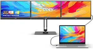 G-STORY Triple Laptop Screen Extender 14 Inch, 1080P Full HD 3 Monitor Quad Screen Extender for Laptops Compatible with Windows/Mac (Driver Required) One Type-C Cable for Three Displays